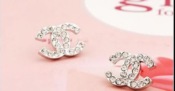 Double C Stud Earrings Ed00026Silver