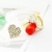  Lovely diamond ring with red heart Stud Earrings 