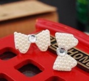 Gentle shiny Pearl bowknot Stud Earrings 