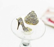 Cheap High heel shoe and bag earrings Ed00039gold