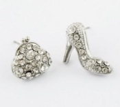 High heel shoe and bag earrings Ed00039silver