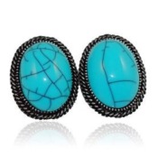 Occident flaw retro oval earrings Ed00040blue