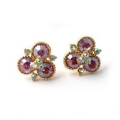 Grace diamond setting flowers stud earrings  