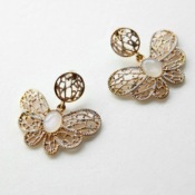  Butterfly with diamond setting stud earrings  