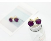 Bowknot with crystal heart stud earrings 