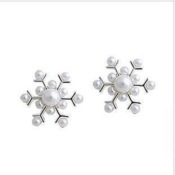 Cheap snowflake with pearl setting stud earrings  