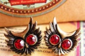 Retro diamond eyes owl stud earringsEd00066