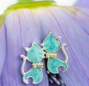 Lovely cat stud earrings Ed00079blue