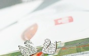 Popular diamond swan stud earrings Ed00083silver