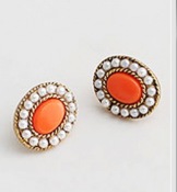 Oval pearl and jewel stud earrings Ed00091orange