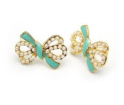 Sweety pearl bowknot stud earrings Ed0090green