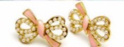 Sweety pearl bowknot stud earrings Ed0090pink