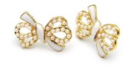 Sweety pearl bowknot stud earrings Ed0090white