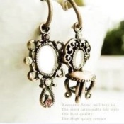 Retro bronze taboret and mirror earrings   