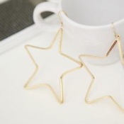  Simple hollow out big star earrings  Eh00224gold