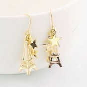 Gold star with Eiffel Tower earrings  Eh00229gold