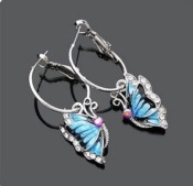 Butterfly big circles earrings Eh00302blue