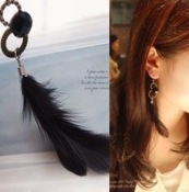 Korea style Retro circles connected feather earrings