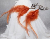 Korea style Retro circles connected feather earrings