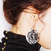 Gold rose earrings Eh00349