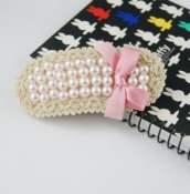 Cheap Retro lace pearl bowknot barrette  Fj00011pink