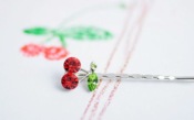 Red cherry with undee hairpin barrette  Fj00013red