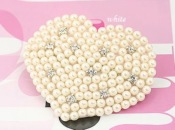 Pearl heart with crystal setting barrette