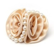 Cheap Silk fabric rose with pearl setting barrette