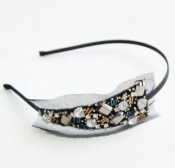 Lace and crystal headband   Fk00011black