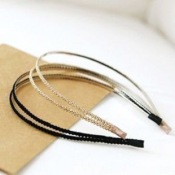  Hand-knitted double hoop headband  Fk00019black