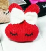 Lovely wool bowknot rabbit hair band  Fq00007red