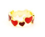 Color heart connected heart ring  Jz00146red