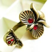 Retro ringent owl with diamond ring  Jz00155bronze