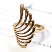 Fashion hollow out feather ring  Jz00167gold