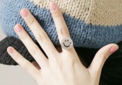 Ringent smiling face diamond ring  Jz00180silver