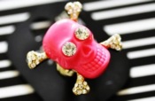 Cheap Pink skeleton with diamond setting ring 