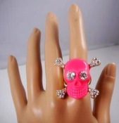 Pink skeleton with diamond setting ring 