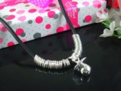 SPN0011 Fashion Leather Silver Necklace