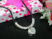 SPN0027 Fashion Leather Silver Necklace