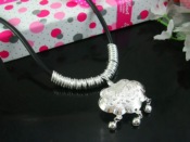 SPN0030 Fashion Leather Silver Necklace