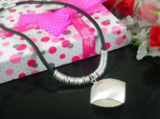 SPN0031 Fashion Leather Silver Necklace