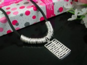 SPN0033 Fashion Leather Silver Necklace