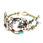 Color flower wide bracelet Sl00076bronze