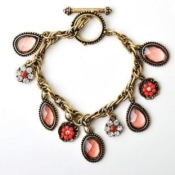 Retro jewel waterdrop and diamond flower bracelet