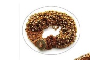 Cheap Brown beads knitting and coin bracelet