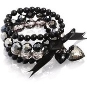 Multi-layer crystal and pearl bracelet with heart