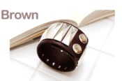  Oblong rivet snap fastener PU bangle  Sz00045brown