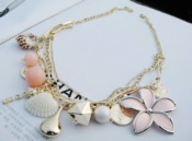 Multi layer shell big flower necklace Xl00166gold