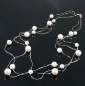 Cheap Long style mutil-layer white pearl sweather chain 