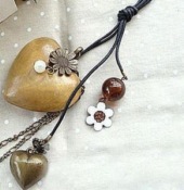 Cheap Long style sunflower and wooden heart necklace 